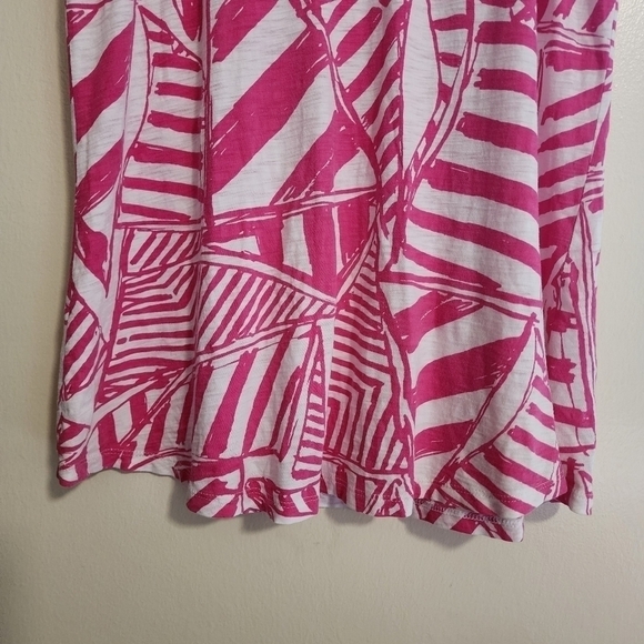 Lilly Pulitzer Womens Minka Tank Yacht SEA Capri Pink White Top V-Neck Size S - Picture 5 of 12